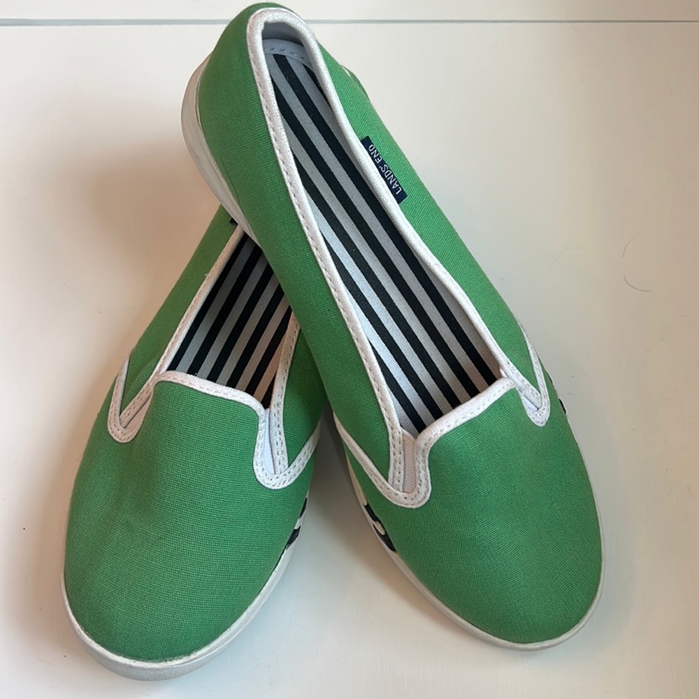 Lands' End Green and White Casual Flats